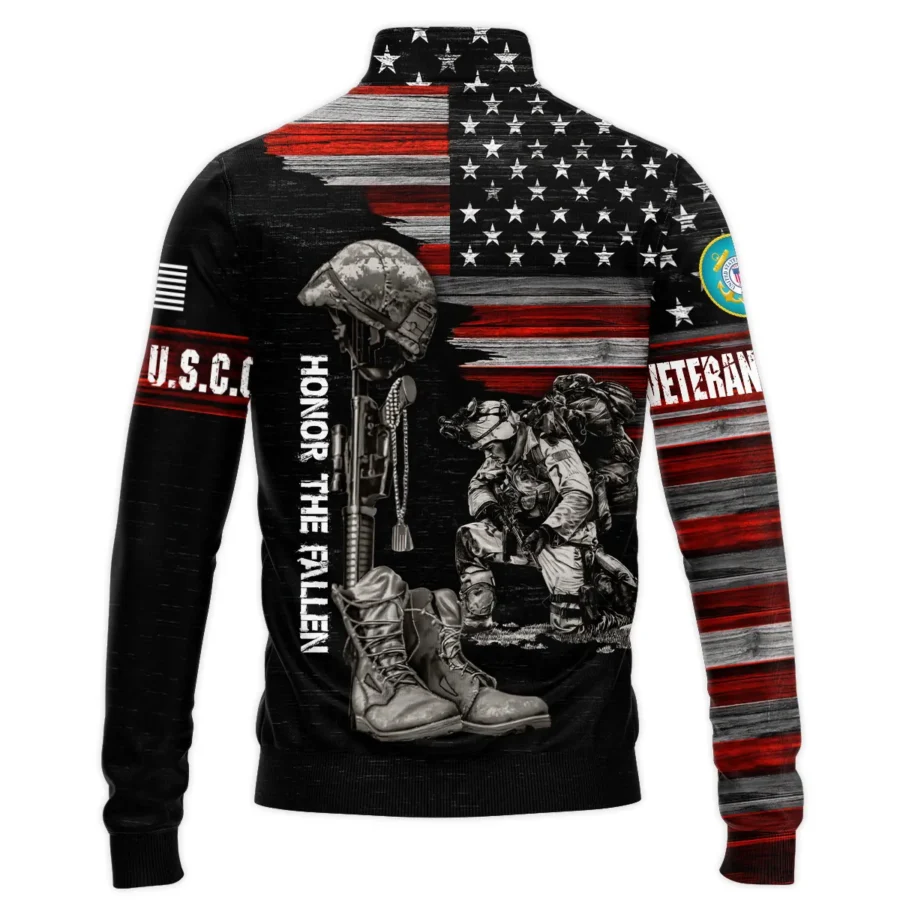 Veteran Honor The Fallen U.S. Coast Guard Veterans All Over Prints Quarter-Zip Jacket