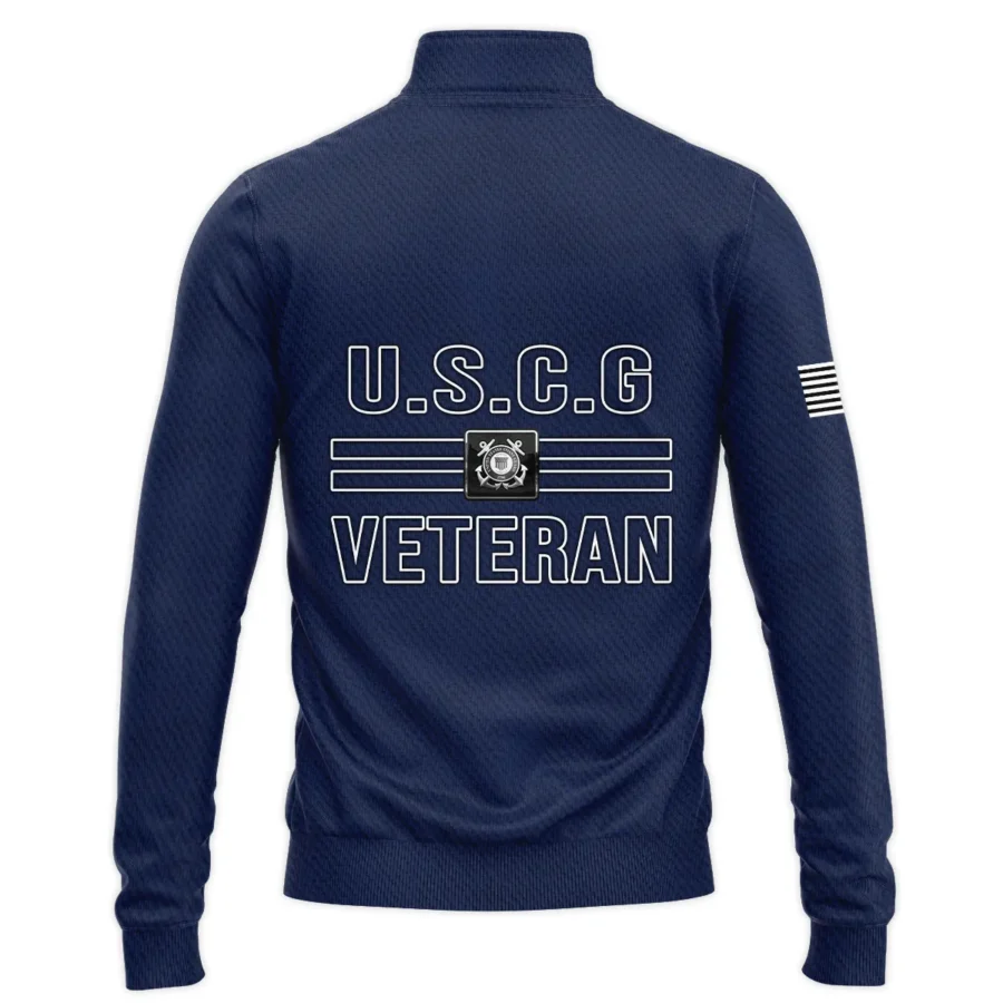 Veteran Proudly Served Duty Honor Country U.S. Coast Guard Veterans All Over Prints Quarter-Zip Jacket