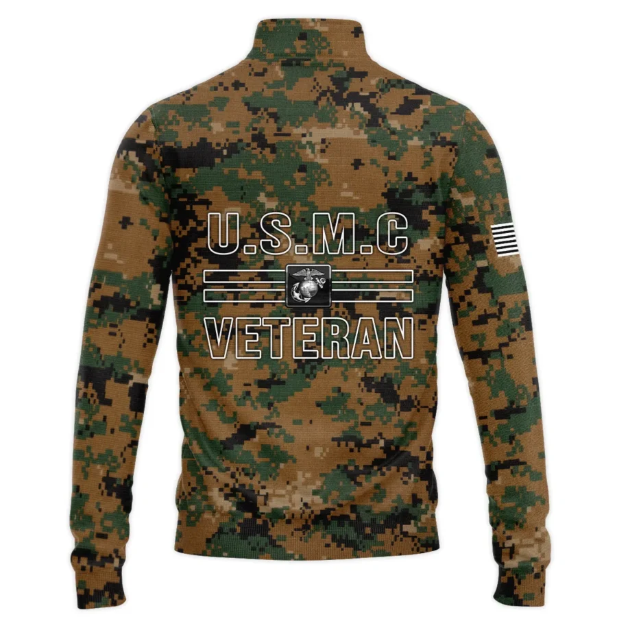 Veteran Proudly Served Duty Honor Country U.S. Marine Corps Veterans All Over Prints Quarter-Zip Jacket