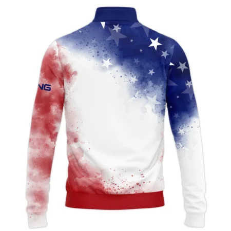 124th U.S. Open Pinehurst Ping Blue Red Watercolor Star White Backgound Quarter-Zip Jacket Style Classic Quarter-Zip Jacket