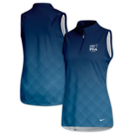Nike 2024 KPMG Women's PGA Championship Blue Diamond Abstract Quater Zip Sleeveless Polo Shirt