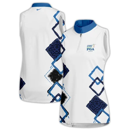Nike 2024 KPMG Women's PGA Championship Dark Blue Grunge Brush Pattern Background Quater Zip Sleeveless Polo Shirt