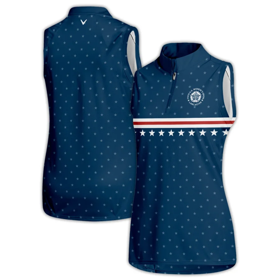 Golf Navy Blue Star American Callaway 79th U.S. Women’s Open Lancaster Quater Zip Sleeveless Polo Shirt