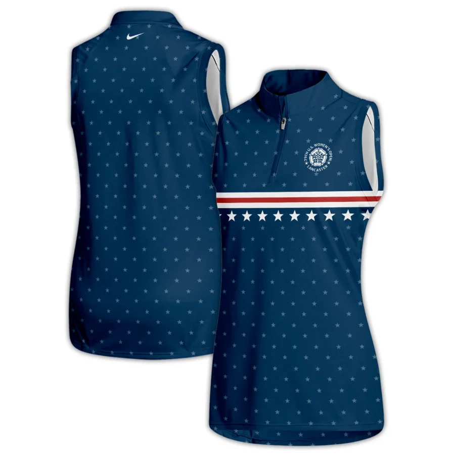 Golf Navy Blue Star American Nike 79th U.S. Women’s Open Lancaster Quater Zip Sleeveless Polo Shirt