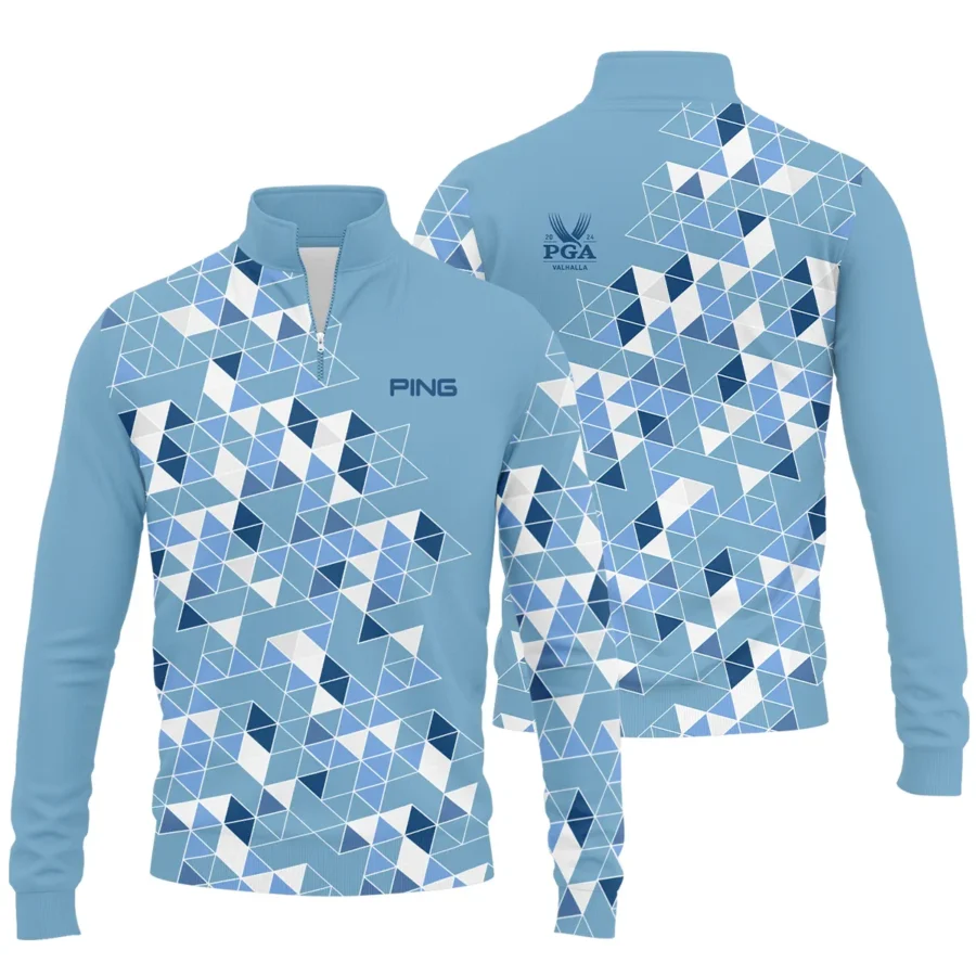 Golf Blue Geometric Mosaic Pattern 2024 PGA Championship Valhalla Ping Quarter-Zip Jacket Style Classic