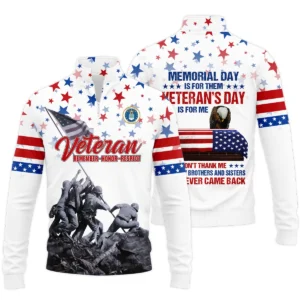 Veteran Memorial Day Remember Honor Respect U.S. Air Force Veterans All Over Prints Quarter-Zip Polo Shirt