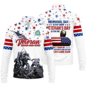 Veteran Memorial Day Remember Honor Respect U.S. Coast Guard Veterans All Over Prints Quarter-Zip Polo Shirt