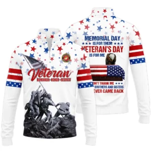 Veteran Memorial Day Remember Honor Respect U.S. Marine Corps Veterans All Over Prints Quarter-Zip Polo Shirt