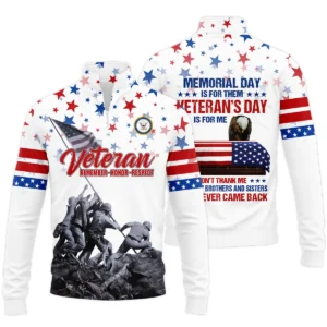 Veteran Memorial Day Remember Honor Respect U.S. Navy Veterans All Over Prints Quarter-Zip Polo Shirt