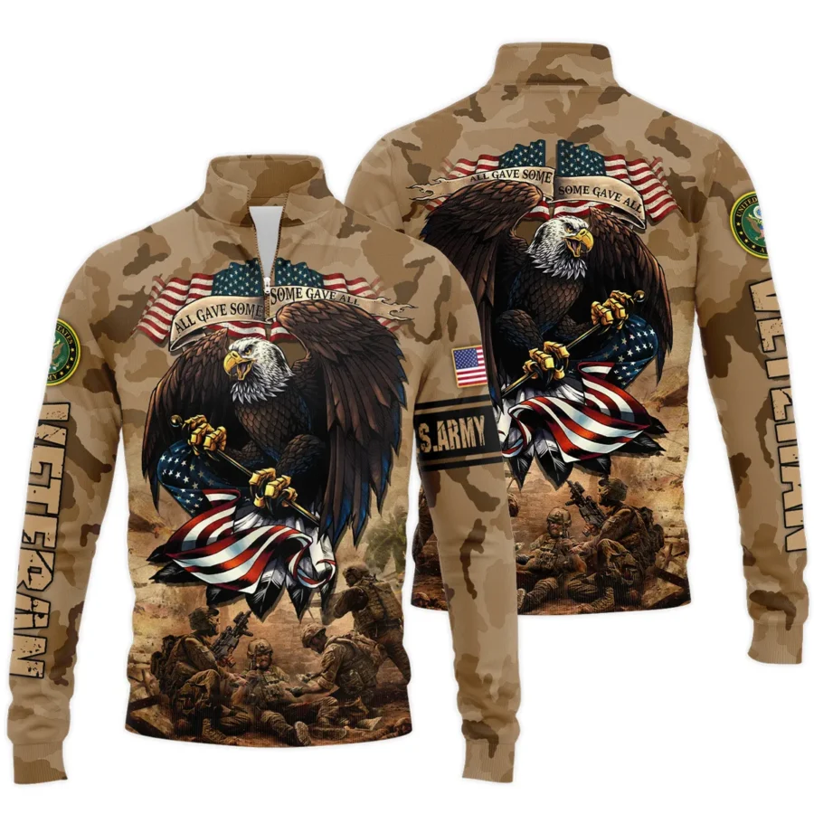 Veteran Camo Eagle All Gave Some Some Gave All U.S. Army Veterans All Over Prints Quarter-Zip Jacket