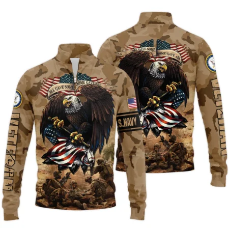 Veteran Camo Eagle All Gave Some Some Gave All U.S. Navy Veterans All Over Prints Quarter-Zip Jacket
