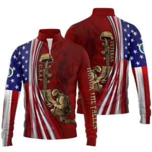 Veteran Us Flag Honor The Fallen U.S. Air Force Veterans All Over Prints Zipper Hoodie Shirt