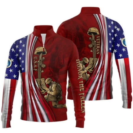 Veteran Us Flag Honor The Fallen U.S. Air Force Veterans All Over Prints Quarter-Zip Jacket