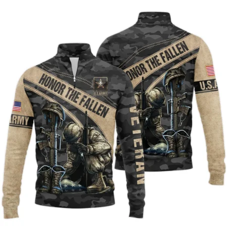 Veteran Camo Honor The Fallen U.S. Army Veterans All Over Prints Quarter-Zip Jacket