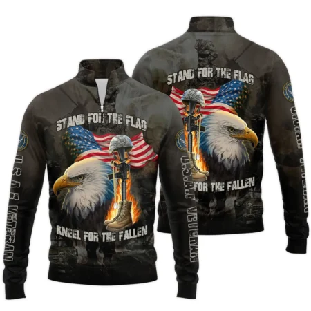 Veteran Stand For The Flag Kneel For The Fallen U.S. Air Force Veterans All Over Prints Quarter-Zip Jacket