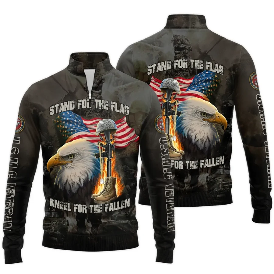 Veteran Stand For The Flag Kneel For The Fallen U.S. Marine Corps Veterans All Over Prints Quarter-Zip Jacket