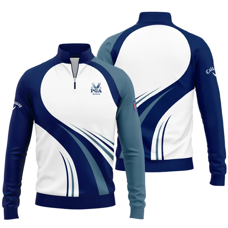 2024 PGA Championship Valhalla Golf Blue Wave Pattern Callaway Quarter-Zip Jacket Style Classic Quarter-Zip Jacket