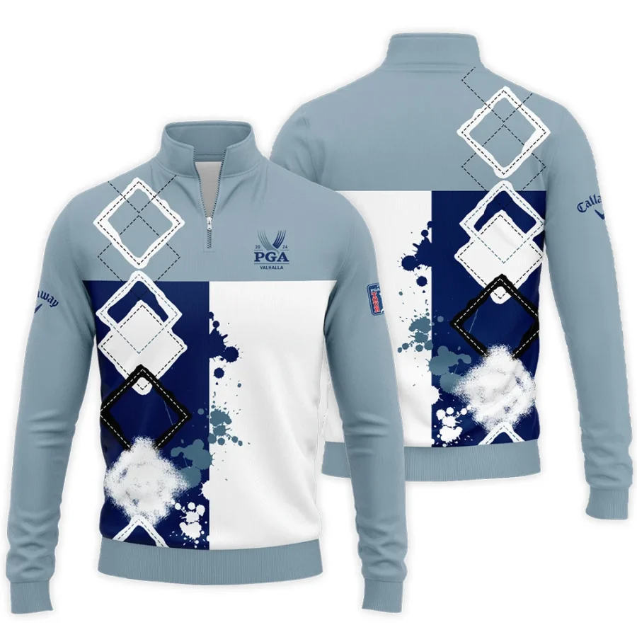 2024 PGA Championship Valhalla Callaway Blue White Brush Line Quarter-Zip Jacket Style Classic Quarter-Zip Jacket