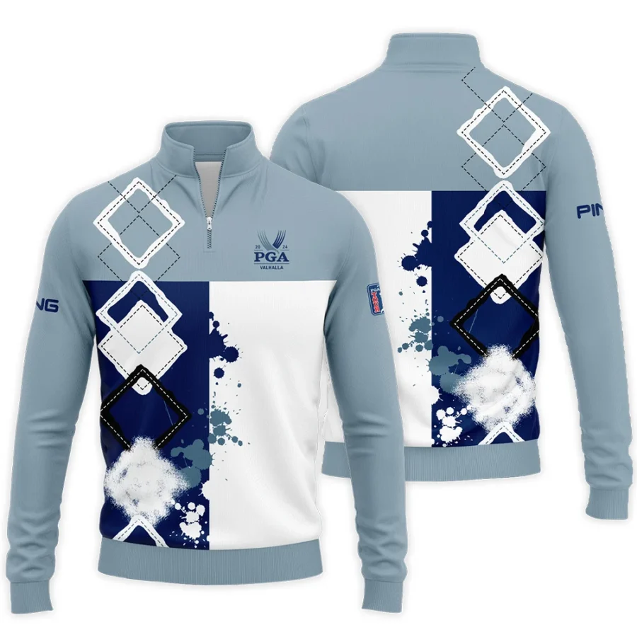 2024 PGA Championship Valhalla Ping Blue White Brush Line Quarter-Zip Jacket Style Classic Quarter-Zip Jacket