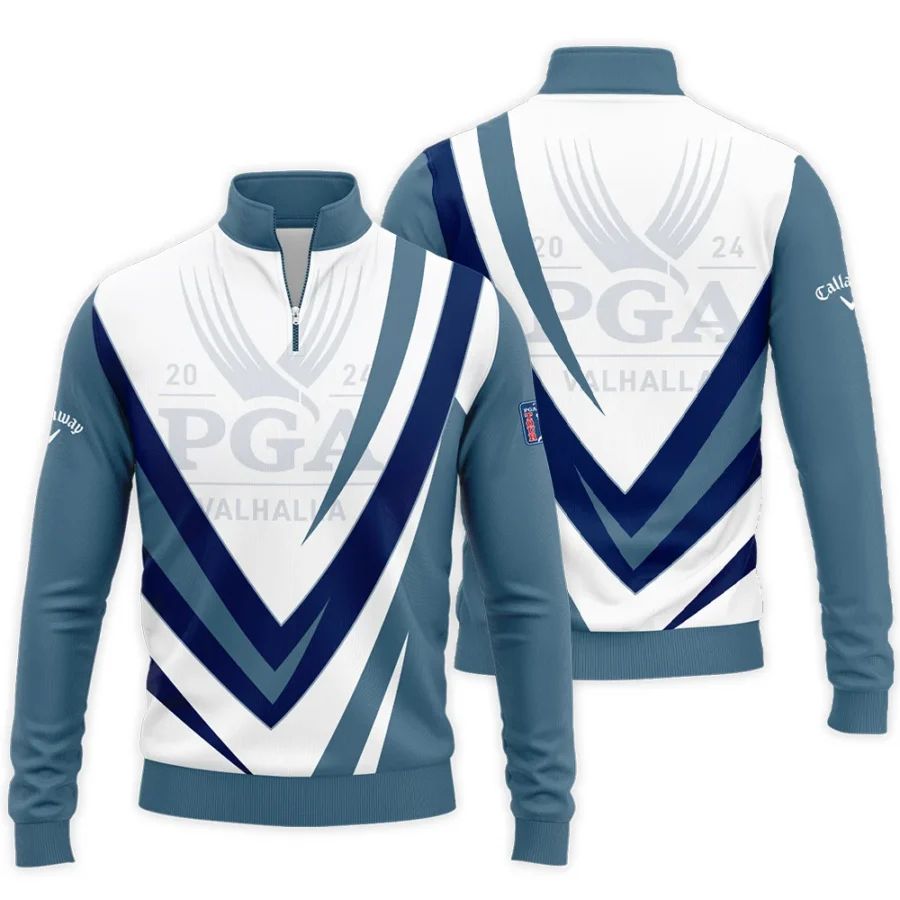 Callaway 2024 PGA Championship Valhalla Dark Moderate Blue White Blue Quarter-Zip Jacket Style Classic Quarter-Zip Jacket