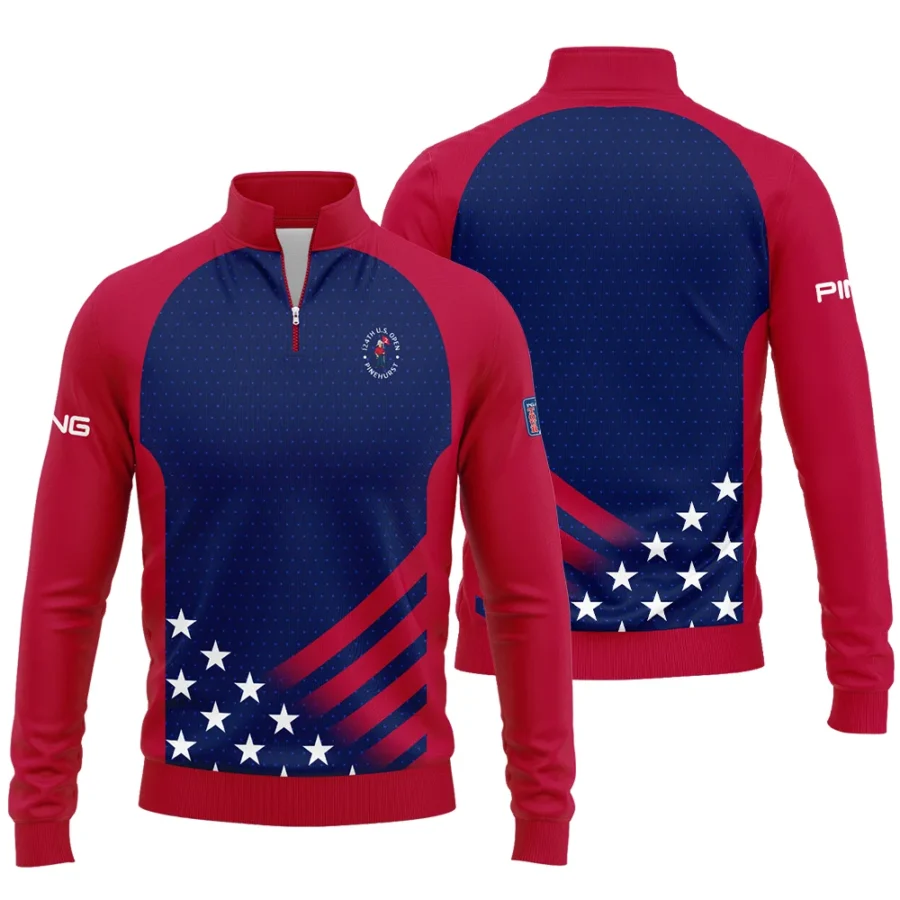 Ping 124th U.S. Open Pinehurst Star White Dark Blue Red Background Quarter-Zip Jacket Style Classic Quarter-Zip Jacket