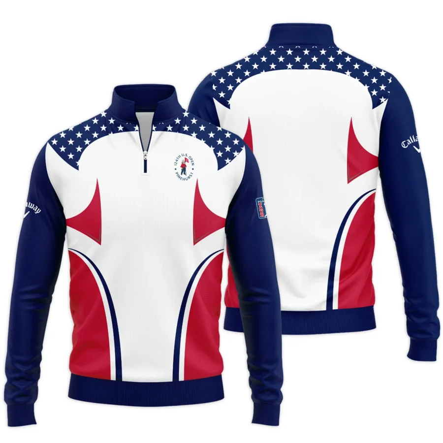 124th U.S. Open Pinehurst Callaway Stars White Dark Blue Red Line Quarter-Zip Jacket Style Classic Quarter-Zip Jacket