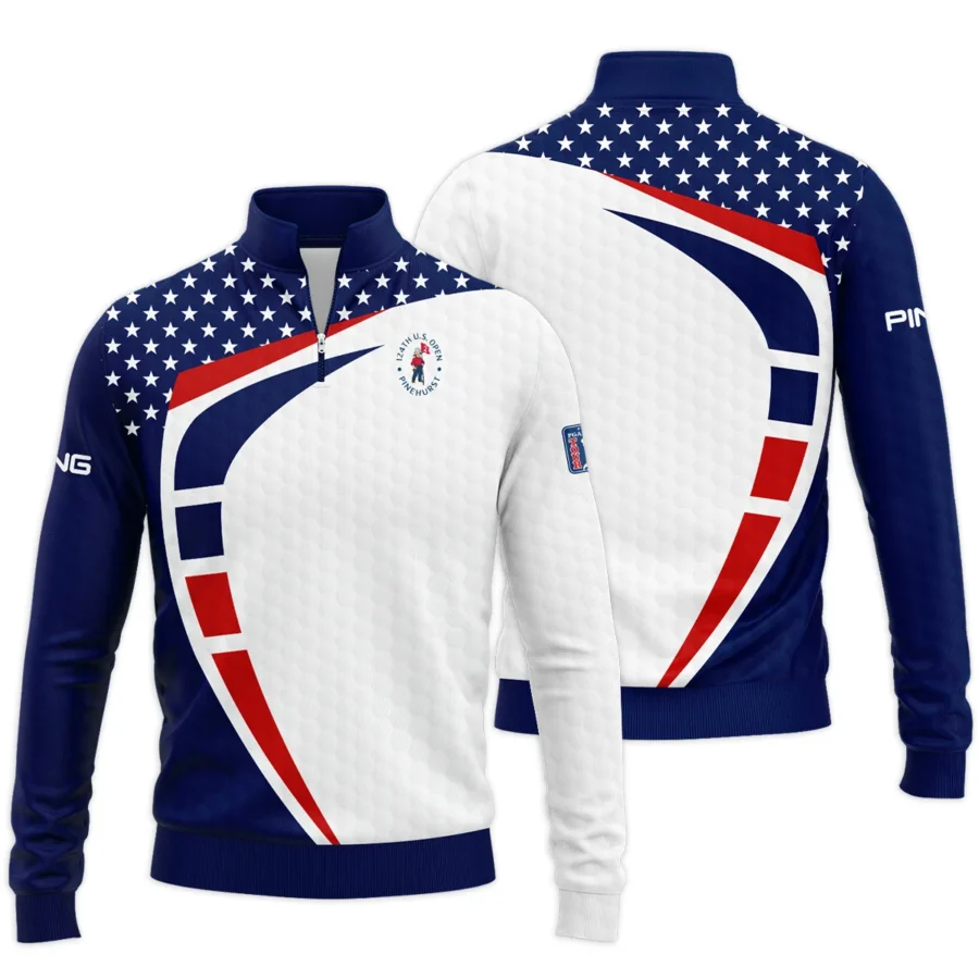 Blue Red Golf Pattern Star White 124th U.S. Open Pinehurst Ping Quarter-Zip Jacket Style Classic