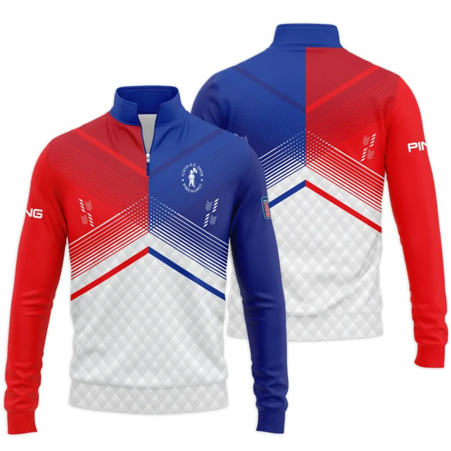 Ping 124th U.S. Open Pinehurst Blue Red Line White Abstract Quarter-Zip Jacket Style Classic