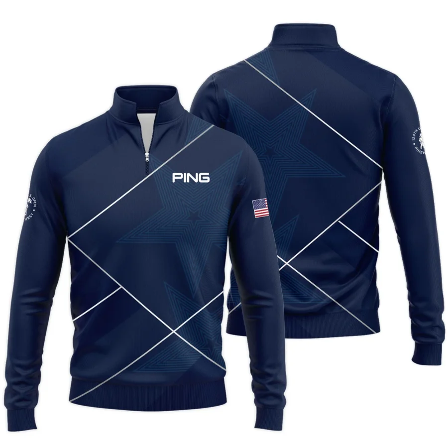 Golf Sport Pattern Blue Mix 124th U.S. Open Pinehurst Ping Quarter-Zip Jacket Style Classic