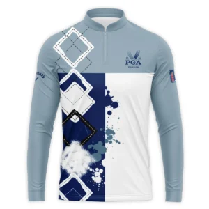 2024 PGA Championship Valhalla Callaway Blue White Brush Line Polo Shirt Mandarin Collar Polo Shirt