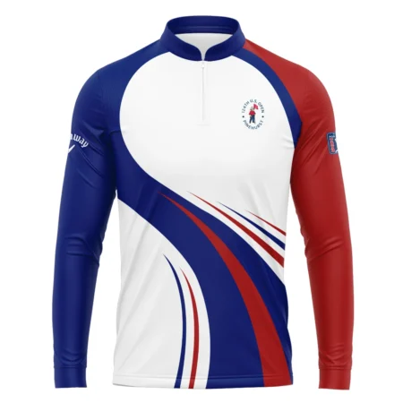 Callaway 124th U.S. Open Pinehurst Golf Blue Red White Background Mandarin collar Quater-Zip Long Sleeve