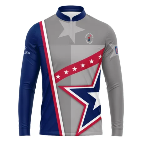 124th U.S. Open Pinehurst Rolex White Star Red Line Blue  Mandarin collar Quater-Zip Long Sleeve