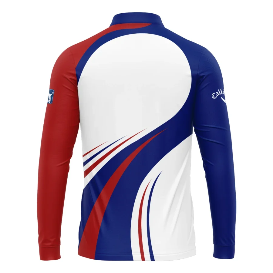 Callaway 124th U.S. Open Pinehurst Golf Blue Red White Background Mandarin collar Quater-Zip Long Sleeve