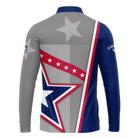 124th U.S. Open Pinehurst Callaway White Star Red Line Blue  Mandarin collar Quater-Zip Long Sleeve