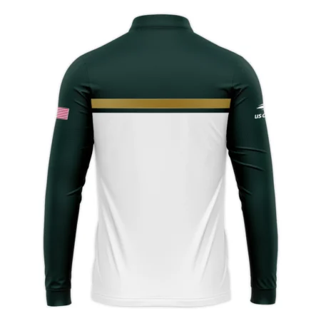 Lacoste US Open Tennis Champions Dark Green Yellow White Mandarin collar Quater-Zip Long Sleeve