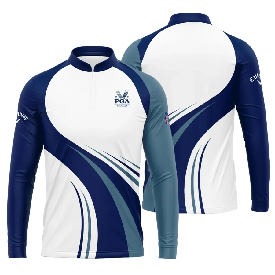 2024 PGA Championship Valhalla Golf Blue Wave Pattern Callaway Mandarin collar Quater-Zip Long Sleeve