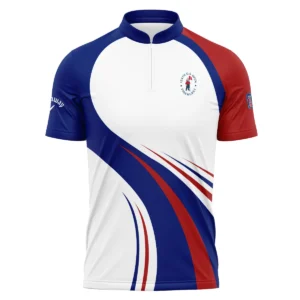 Callaway 124th U.S. Open Pinehurst Golf Blue Red White Background Mandarin collar Quater-Zip Long Sleeve