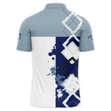 2024 PGA Championship Valhalla Callaway Blue White Brush Line Polo Shirt Mandarin Collar Polo Shirt