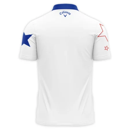 124th U.S. Open Pinehurst Callaway Blue Red Line White Polo Shirt Mandarin Collar Polo Shirt
