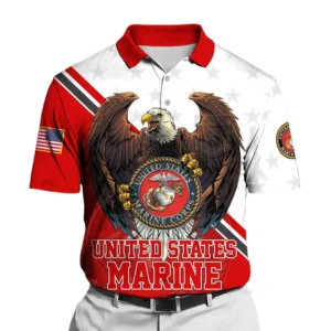 The United States Marine Corps Short Polo Shirts American Veterans Honoring All Who Served All Over Prints Shirt