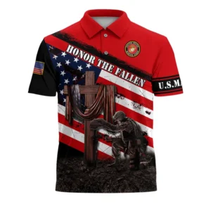 The United States Marine Corps Short Polo Shirts American Veterans Honoring All Who Served All Over Prints Shirt