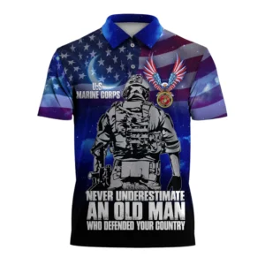 The United States Marine Corps Short Polo Shirts American Veterans Honoring All Who Served All Over Prints Shirt