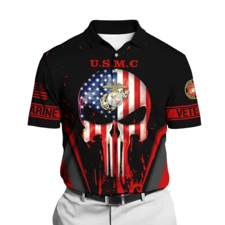 The United States Marine Corps Short Polo Shirts American Veterans Honoring All Who Served All Over Prints Shirt