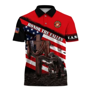 The United States Marine Corps Short Polo Shirts American Veterans Honoring All Who Served All Over Prints Shirt