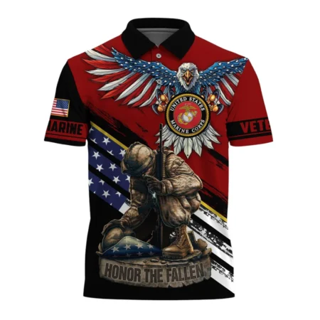 The United States Marine Corps Short Polo Shirts American Veterans Honoring All Who Served All Over Prints Shirt