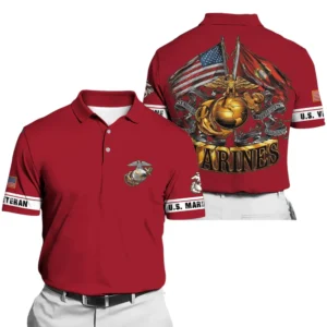 The United States Marine Corps Short Polo Shirts American Veterans Honoring All Who Served All Over Prints Shirt