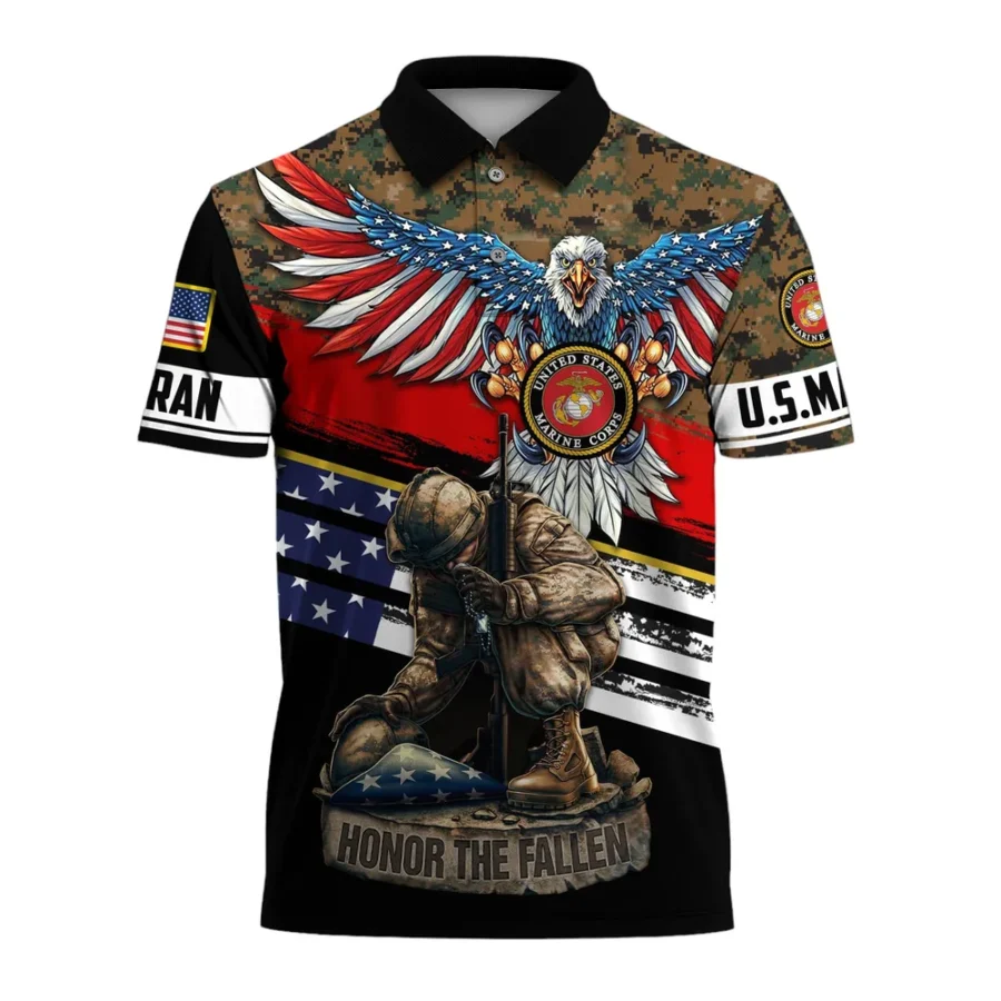 The United States Marine Corps Short Polo Shirts Remember Honor Respect Honoring All Who Served All Over Prints Shirt