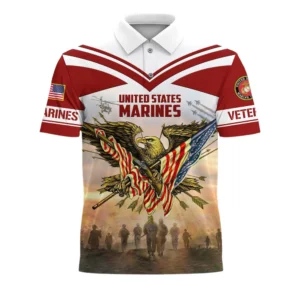 The United States Marine Corps Short Polo Shirts Remember Honor Respect Honoring All Who Served All Over Prints Shirt