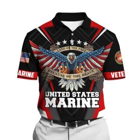 The United States Marine Corps Short Polo Shirts U.S. Veterans Honoring All Who Served All Over Prints Shirt