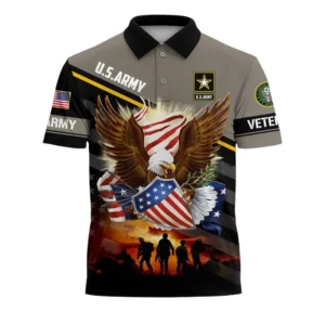 U.S. Army Short Polo Shirts All Over Prints Remember Honor Respect Veteran Day